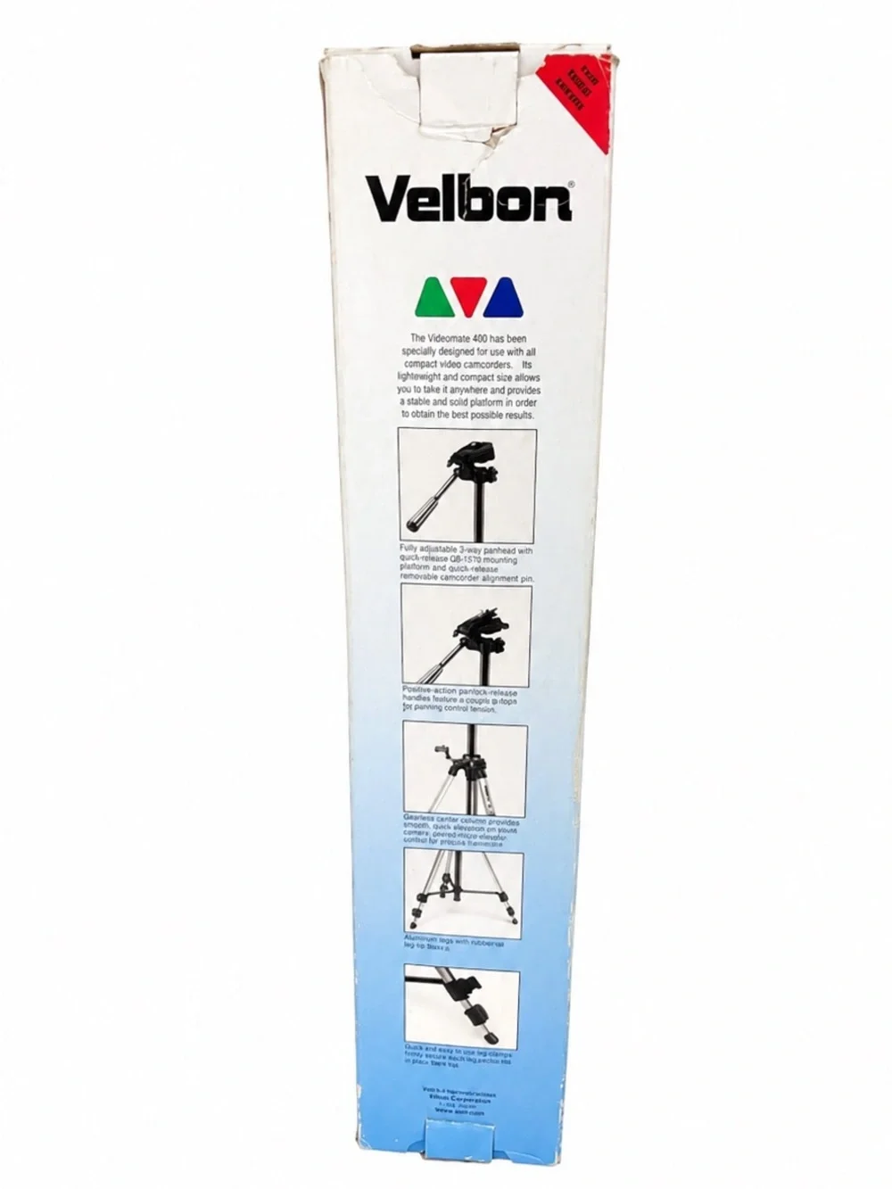 VELBON Videomate 400 Camcorder Tripod Deluxe Lightweight Aluminum Pan Head 3-Way